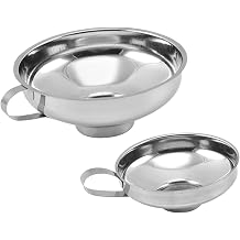 Mikinona Oil Funnel 2pcs Stainless Steel Funnel Wide Mouth Jar Funnel Jar Funnel Stainless Steel Jar Funnel Polypropylene Funnel s Funnel with Strainer Large Funnel Canning Metal