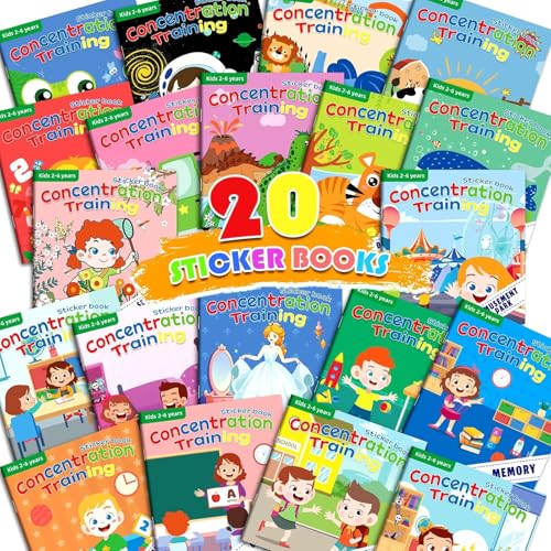 Bambebe Jogos de livros de autocolantes reutilizáveis - 20 peças para crianças 2-6 anos - presentes de aniversário, brinquedos educativos, Quiet Book