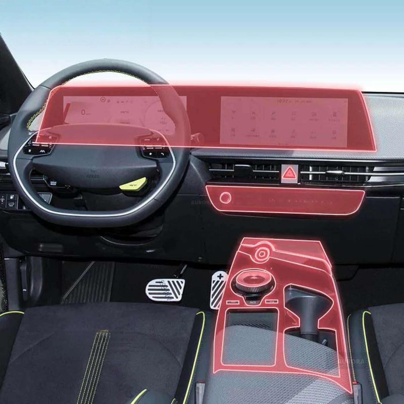 Car Interior Gearbox Panel TPU Protective Film Screen Anti Scratch Stickers, for Kia EV6 ev GT 2021-2024