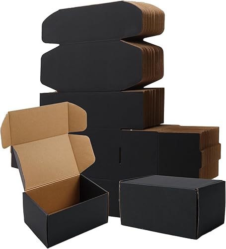 BIOBROWN Paquete de 25 cajas de cartón corrugado de 7 x 5 x 1 pulgadas, caja de envío pequeña para embalaje de correo de pequeñas empresas, color