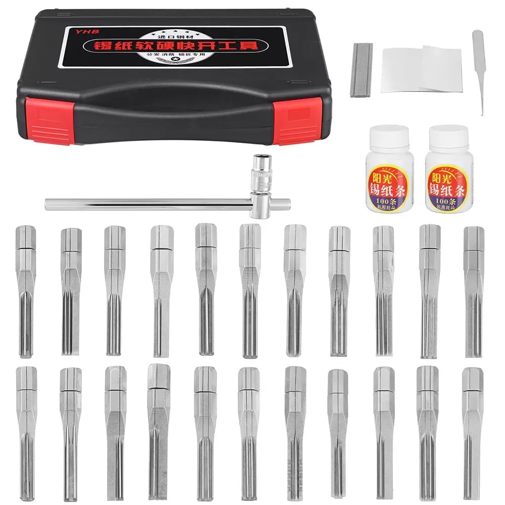 22-piece Tin Foil Soft and Hard Fast Opener Locksmith Tools Unlock Kit, Quick Lock Pick Tool, Suitable for Professional Unlock Picking Pickers