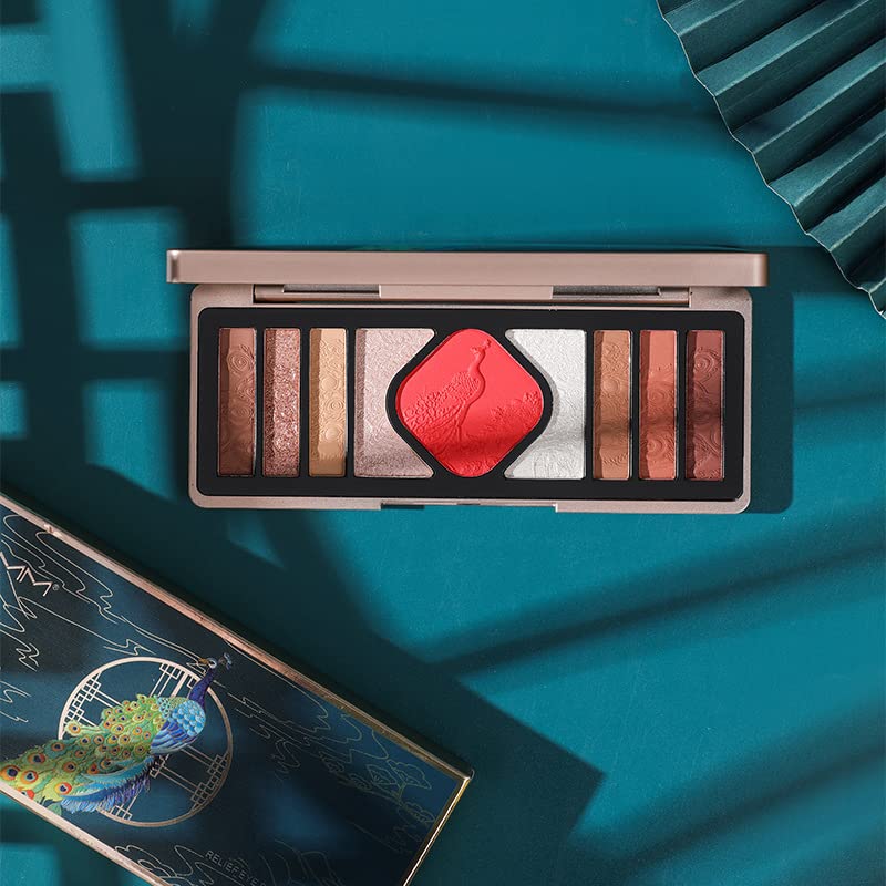 Miniatura 3 de Paleta de maquillaje de ojos, versión de alta calidad paleta de sombras de ojos de alivio de pavo real, estilo chino, sombra de ojos mate, juego de