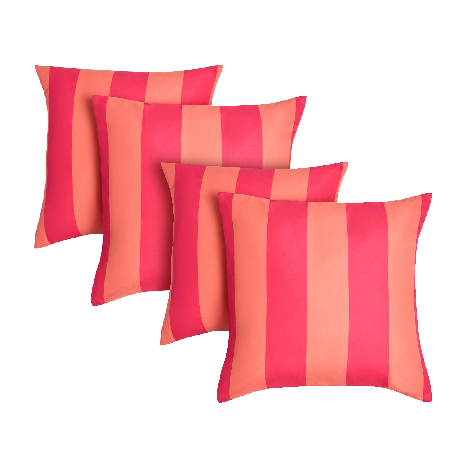 Ohs Orange/Pink - Stripe Outdoor Cushions Waterproof Decorative Stripe Cushion Covers 45 X 45 Set Of 4 Super Soft Patio Garden Cushions Home Decor Throw Pillow Covers With Invisible Zipper, /Pink