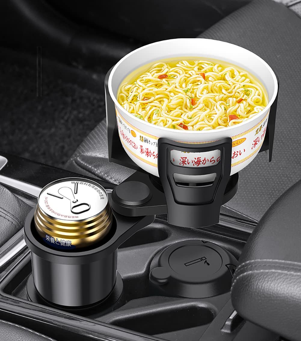 The Latest Upgrade Cup Holder Expander for Car, 2-in-1 Multifunction Car Drink Expander Adapter, Car Dual Cup Mount, Mount Extender with 360° Rotating Adjustable Base Extra Cup Holders for Most Cups