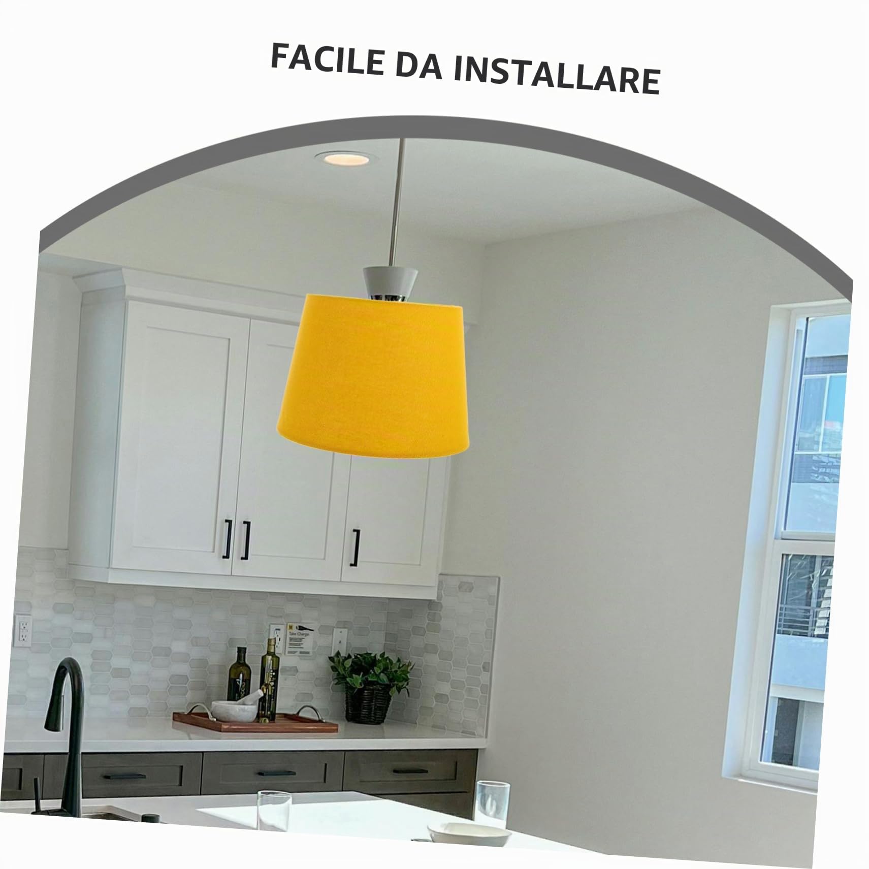 EXCEART Copri Lampada Giallo in Stoffa e Metallo, Facile da Installare, Design Semplice per Lampada da Tavolo o Applique in Camera da Letto