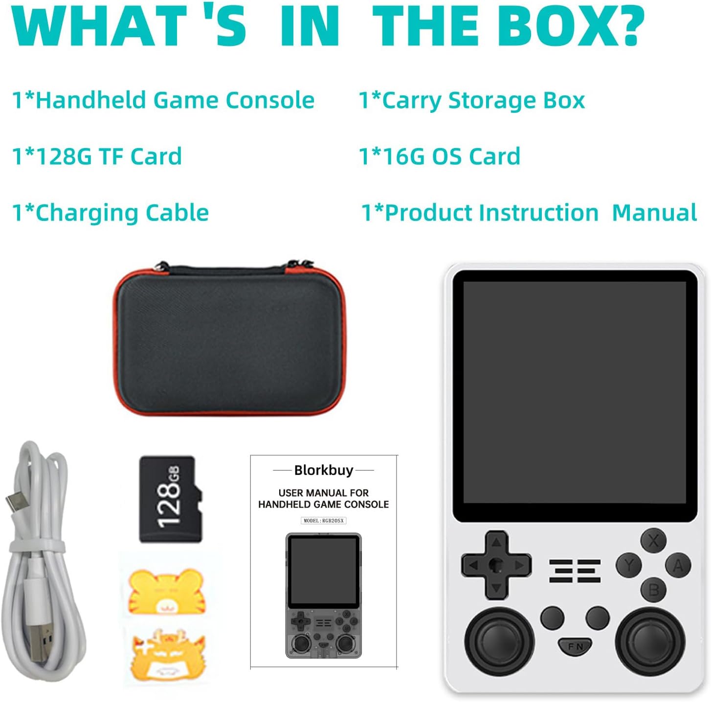 RGB20SX Retro Handheld Game Console,4.0-Inch 720x720 IPS HD Screen,Preloaded 20K+Classic Games,5000mAh Long Battery Life,Linux Open Source System,Perfect for Retro Game Lovers (White)