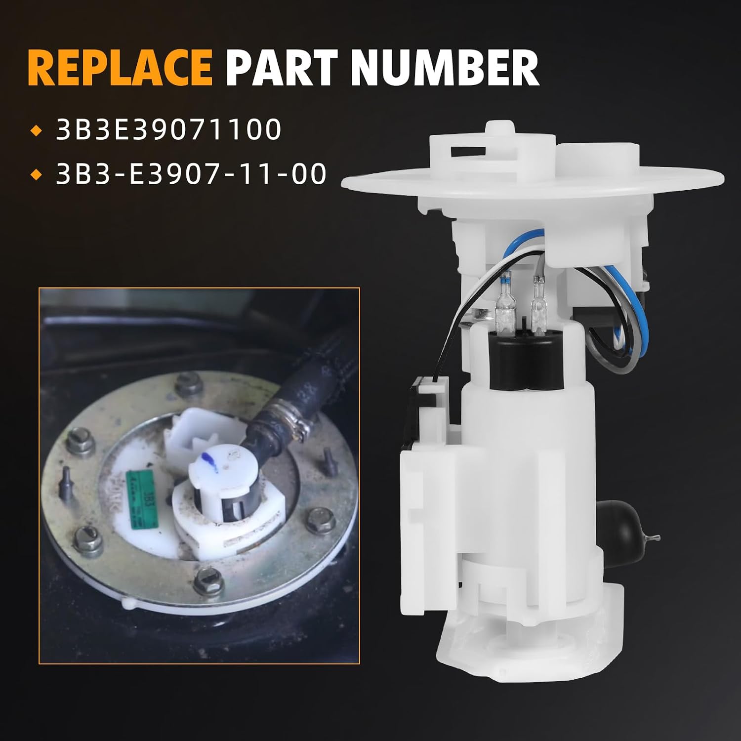 Electric Fuel Pump Assembly Compatible with Yamaha C3 2007-2011, Zuma 50 2012-2013, Zuma 50F 2014-2019, Zuma 50FX 2014-2018 - Replace 3B3E39071100, 3B3-E3907-11-00, One Year Quality Assurance