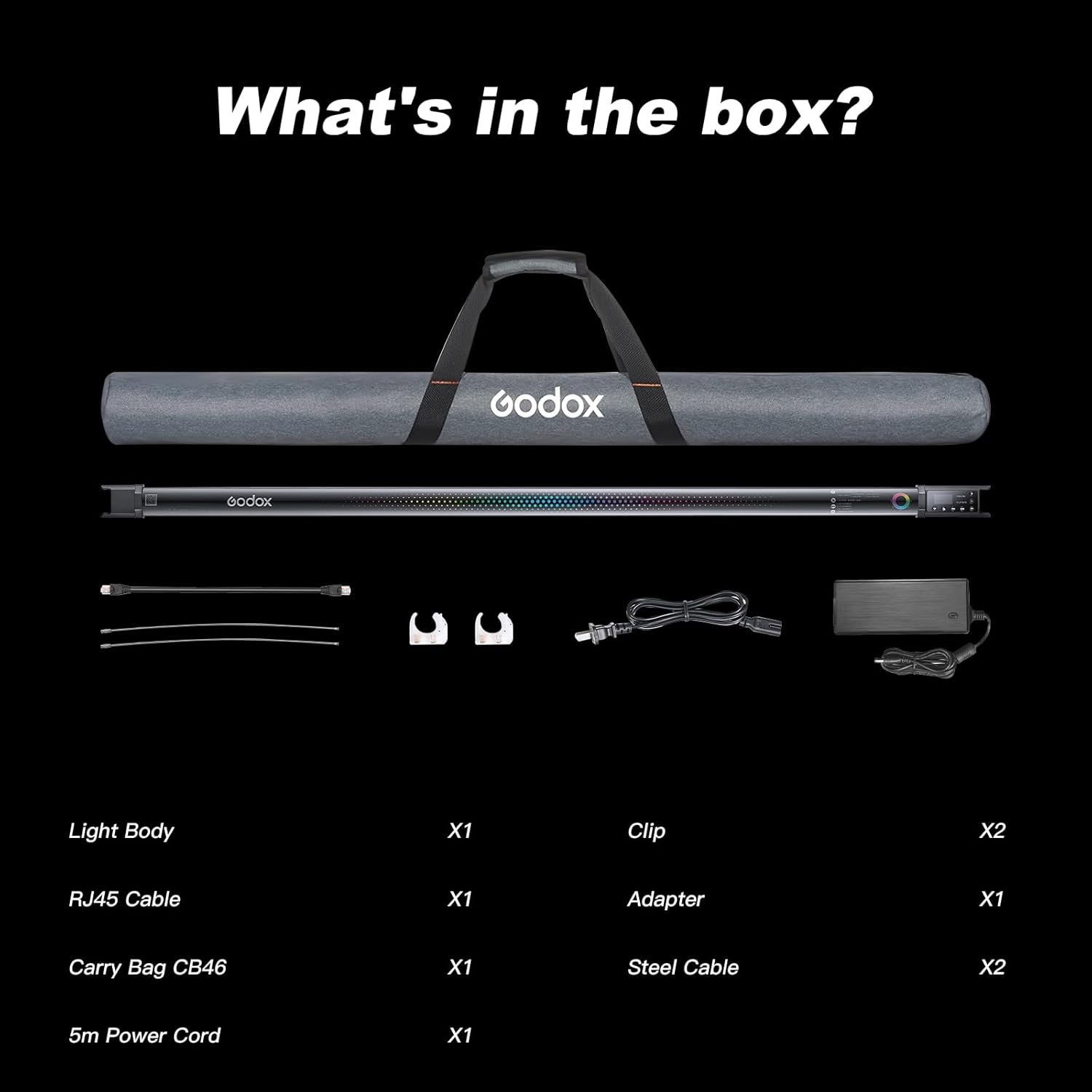 Godox TL120 RGB Tube Light, 30W 5200mAh Battery Photography bar Light 2700K-6500K RGB CCT HSI Gel Mode 39 FX Effects for Photography TikTok YouTube