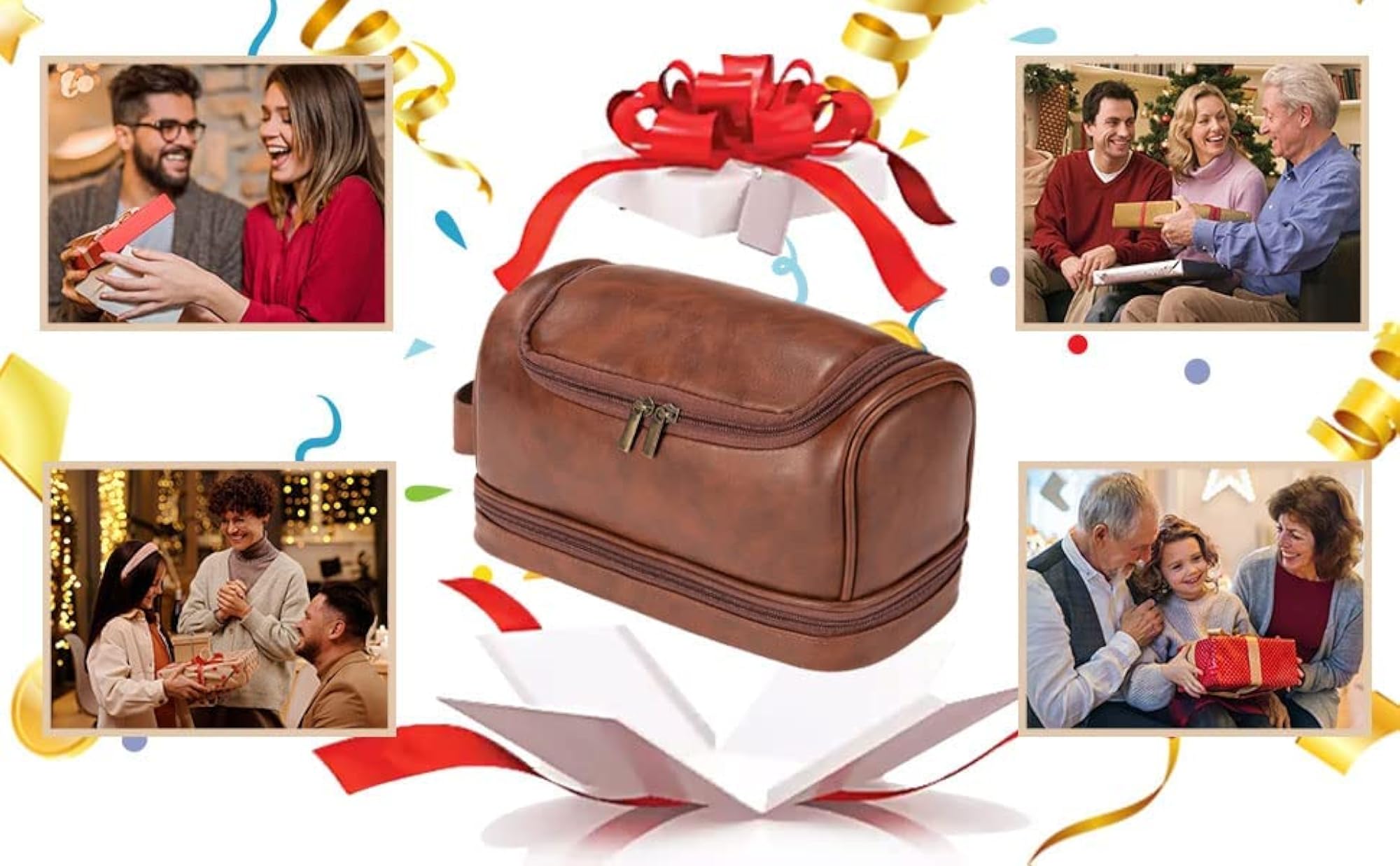 Personalized Leather Travel Dopp Kit for Men, Custom Name