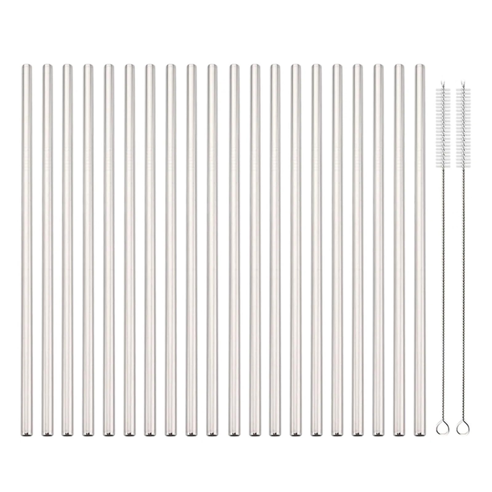 Strohhalme 20-teiliges Set wiederverwendbarer Trinkhalme aus Edelstahl 304 – ideal for Partys, Saftbars und mehr für Smoothie(Green straight)