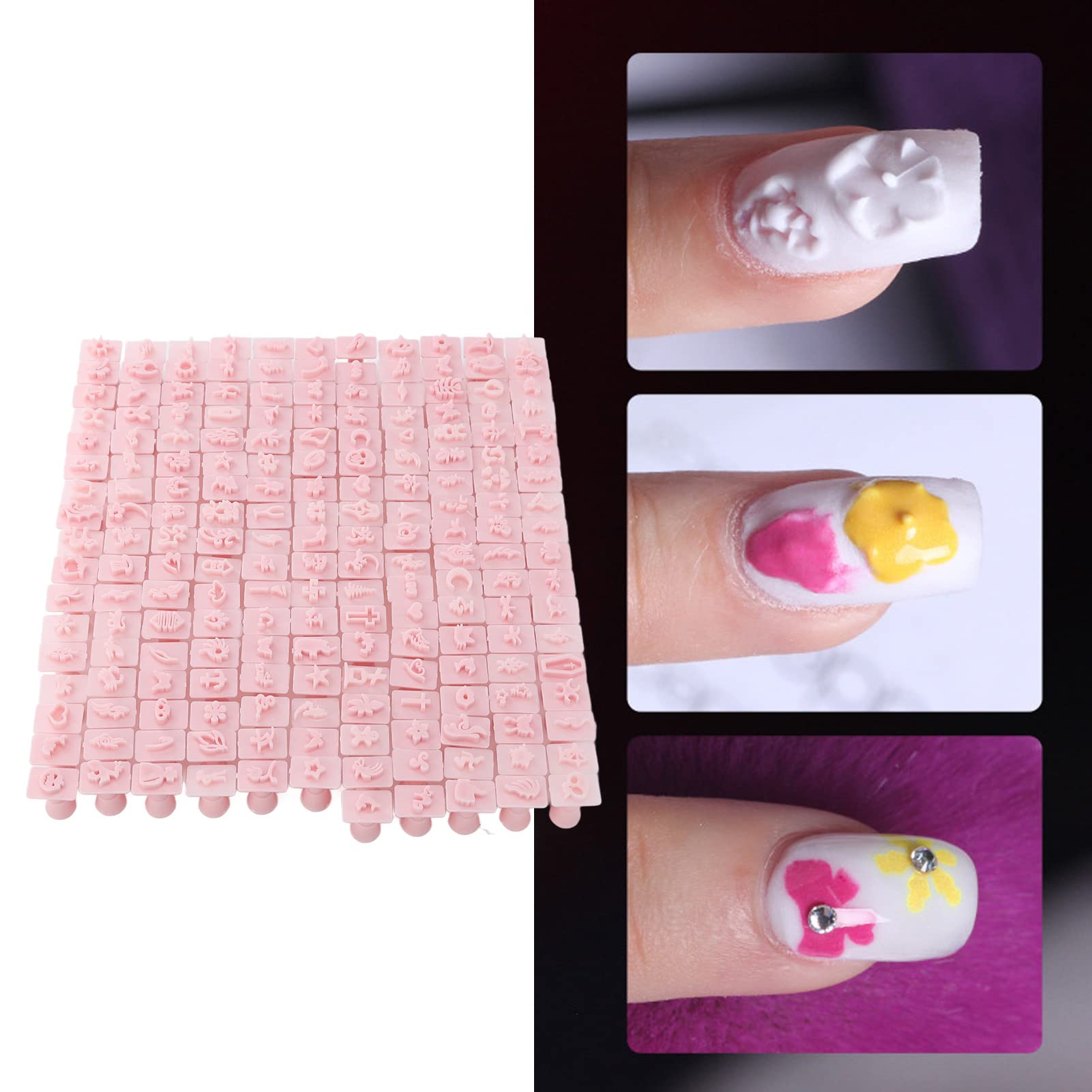 Kit di timbri per nail art 3D 192 pezzi, strumenti professionali per timbri per unghie, diversi modelli, timbri per manicure con linee chiare per design delle unghie fai te,