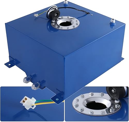 AJP Distributors Reemplazo universal de tanque de celda de combustible de aluminio azul ligero de 50 litros y 13 galones con medidor de nivel,