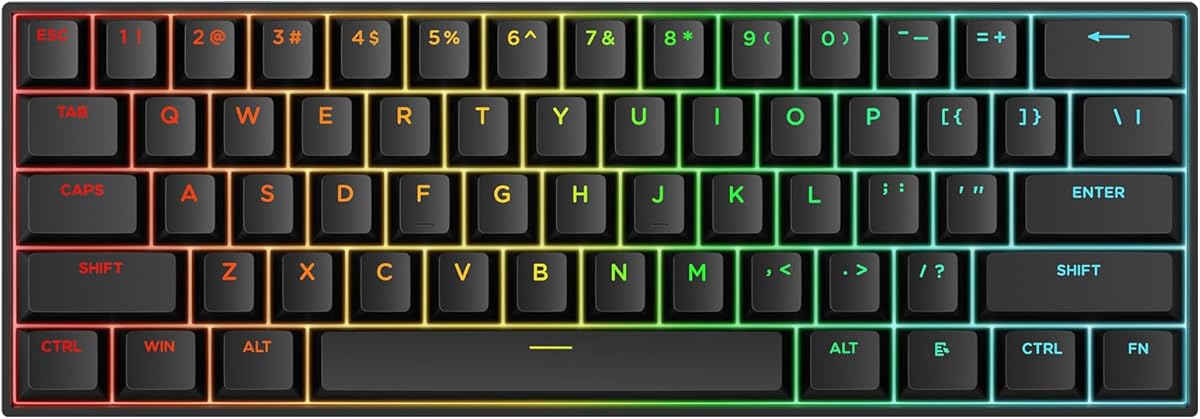 MCHOSE Ace60 Pro HE Tastatur 8000Hz Rapid Trigger, 0,01 mm RT-Genauigkeit, Kabelgebundene 60% RGB Gaming Tastatur mit Magnetschalter, Verstellbare Auslösetiefe, SOCD und Snap Key, Schwarz