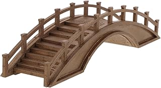 LOGOFUN Miniature Wood Arch Bridge Figurine Mini Wood Bridge Model Tiny Arch Bridge Ornaments for Bonsai Micro Landscape Deocrations - Medium