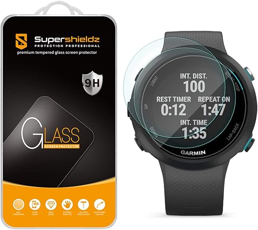 2 pack supershieldz designed for garmin swim 2 tempered glass screen protector anti scratch bubble free
