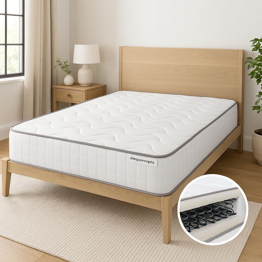 White Border Reflex Foam Mattress 7" Hybrid Spring, 91 cm Single, 137 cm Double, 152 cm King, 183 cm Super King. (Single) image 1