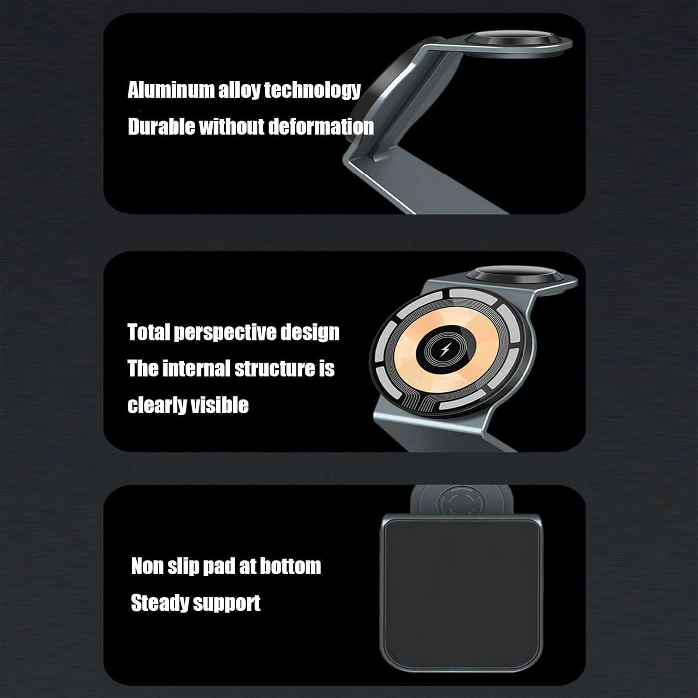 Triomag Charger - 3 in 1 Wireless Charging Station,All in 1 Charger,Clean Desk Wireless Charger,Travel Wireless Charger,Foldable Magnetic Wireless Charger for Mobile Phones,Watches,Headphones (White)