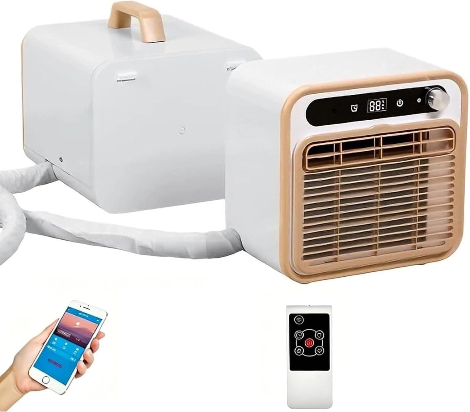 Condizionatore d'Aria Portatile 5000 BTU, unità di Raffreddamento Split silenziosa con Wi-Fi e Telecomando, per casa o Ufficio, Installazione Facile e posizion, 2m Tube, 2m Tube