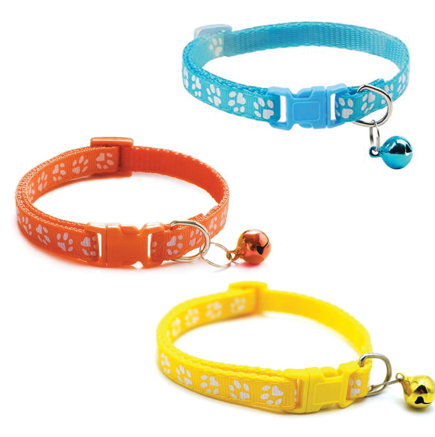 Litvibes Cat Collars Set of 3 with Bell,Kitten & Small Dogs Soft Adjustable Collar Safe,Solid & Protection Breakaway for Cats & Puppies,Cute Kitty with Paw Print-(Orange,Light Blue,Yellow) (B0D1CGS6TN) Amazon Price History, Amazon Price Tracker