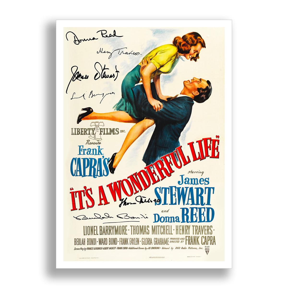 Mounted Gifts It's A Wonderful Life Movie Cast Signed A4 Poster Photo Print Framed Autograph Gift 1946 Film (POSTER ONLY)
