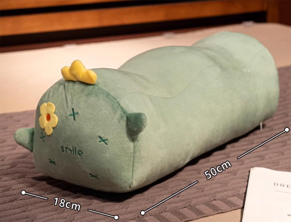 Cartoon Leg Support Pillows Bed Side Sleeping Leg Rest Pillow Soft Feet Foot Pillow for Side Sleepers Back Sleeping (Green, 50×18cm/19.7"×7.09")