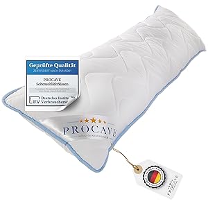 PROCAVE Almohada Lateral, Funda TopCool, Cojín Transpirable de Lactancia o para Embarazo. 40x145 cm, Made in Germany