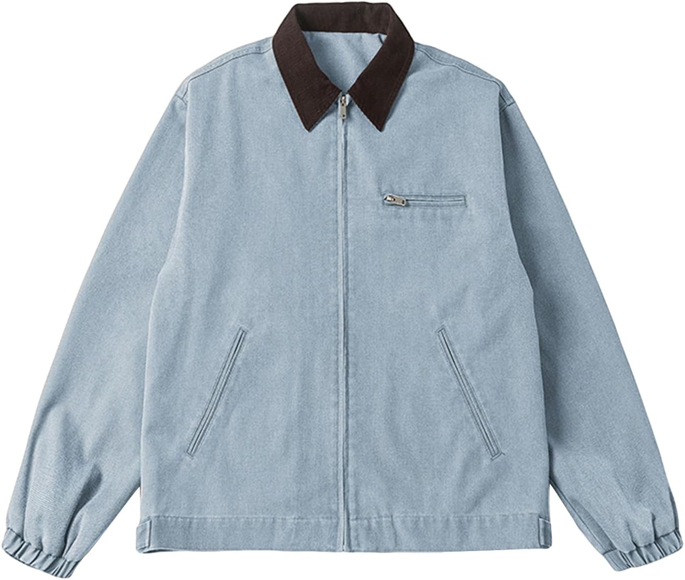 Men's Lightweight Jackets Full Zip Casual Barn Jacket Cotton Workwear Coat Fall Outwear With Pockets, M-3XL