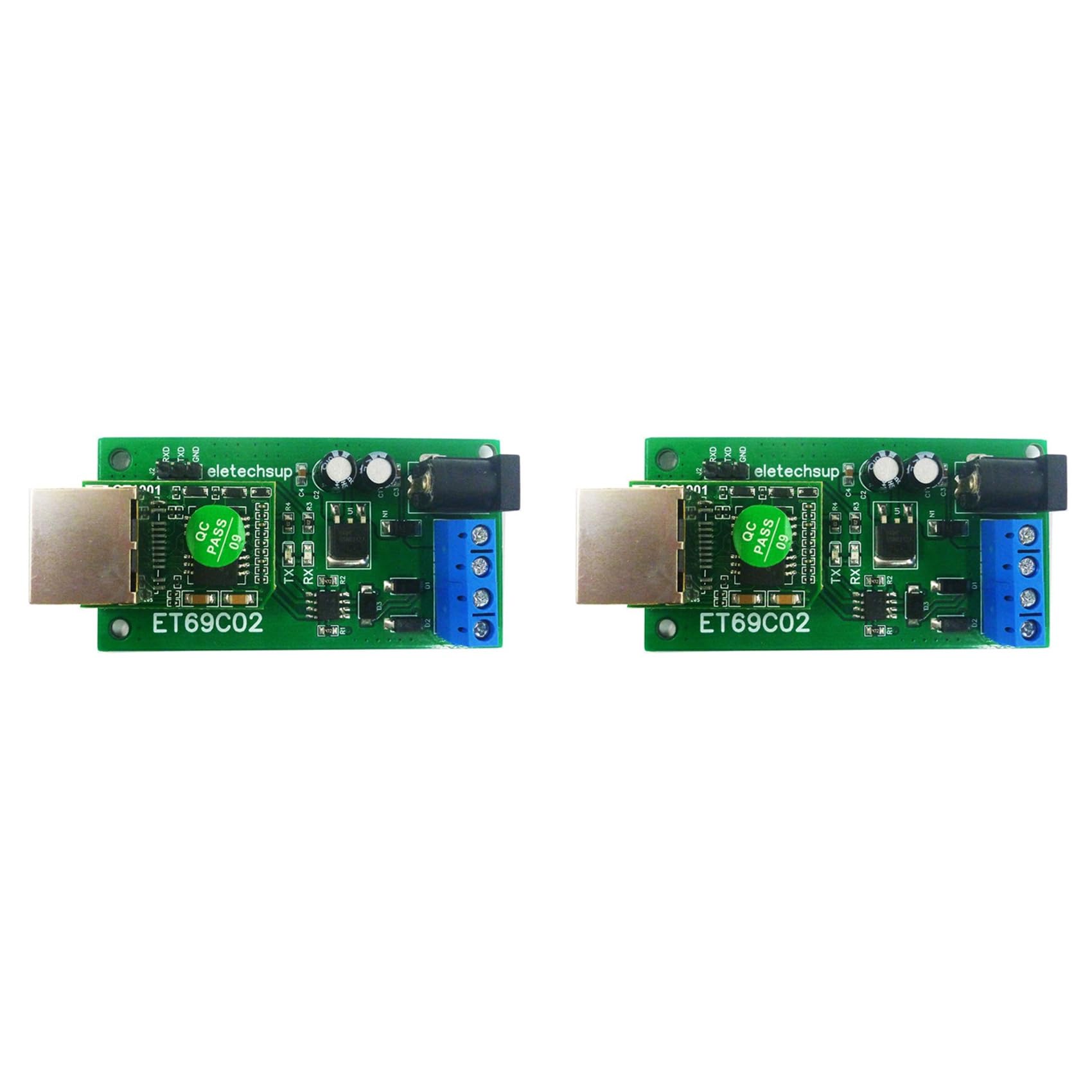 2X ET69C02 Ethernet-Netzwerk IP RJ45 zu RS485 Buskonverter für Modbus RTU Master Slave Client Server MQTT PLC