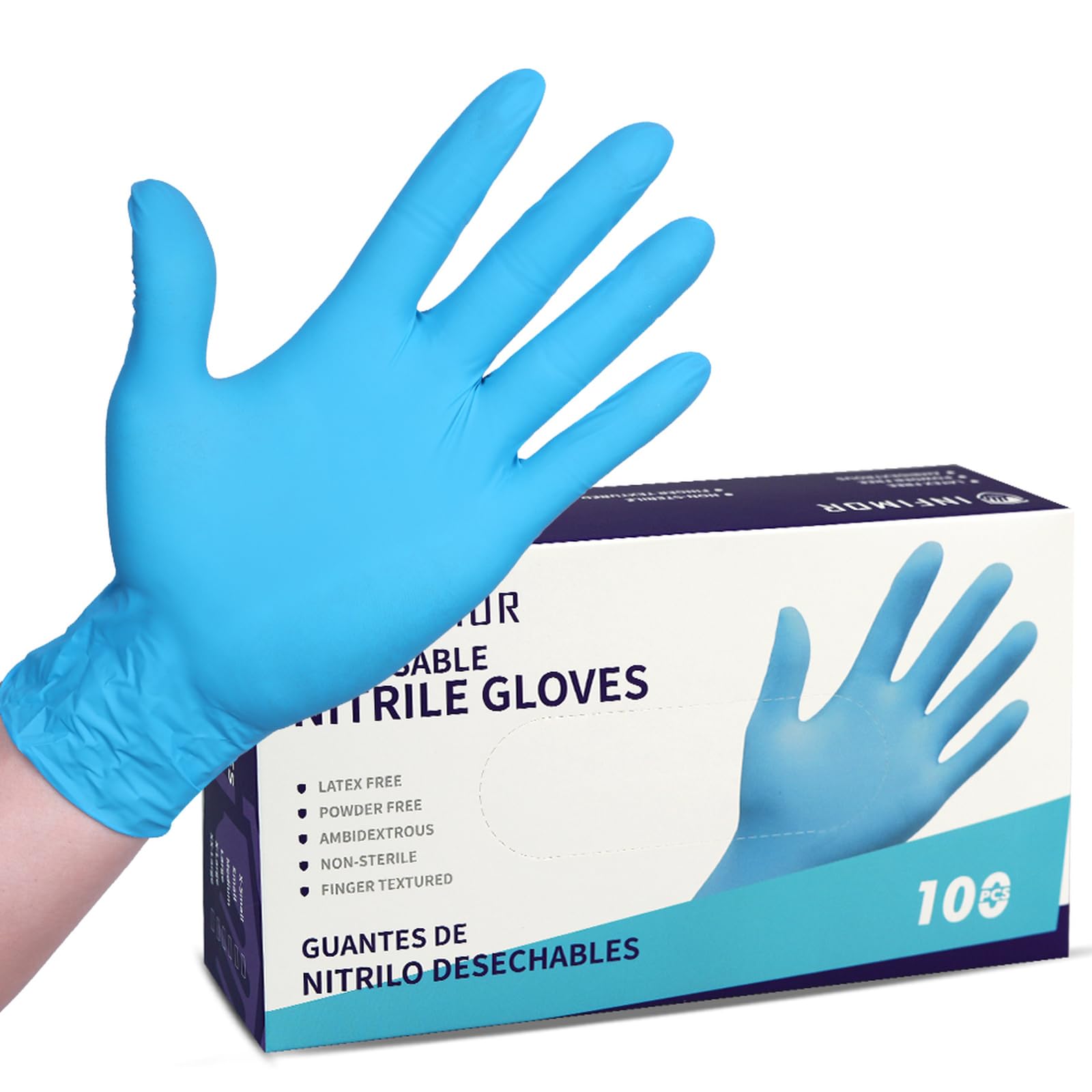 Infimo - Guantes desechables, 3 mil, 3,5 g, sin látex, 100 por caja, limpieza de cocina médica, guantes de nitrilo medianos