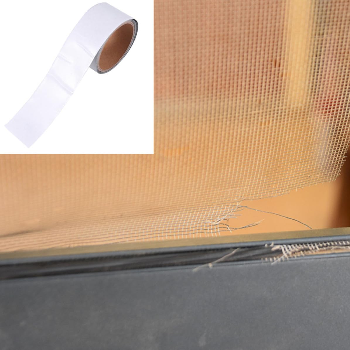 2pcs Fiberglass Mesh Repair Tape for Rv Screens and Tent Mesh, Black Screen Door Repair Tape with High Viscosity and Back Glue Surface Impermeable, for Camping