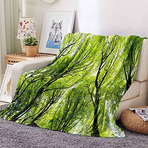 Couverture impression 3D forêt verte pour une ambiance cocooning au salon - 3