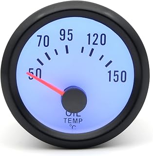 Z-LIANG Boost/Agua Temp/Tempera DE Aceite/Prensa DE Aceite/VOLESTO/TACÓMETRO RPM Caja Negra LED analógica de medidor 52mm con Azul DIRIGIÓ (Color : Oil Temp Gauge)