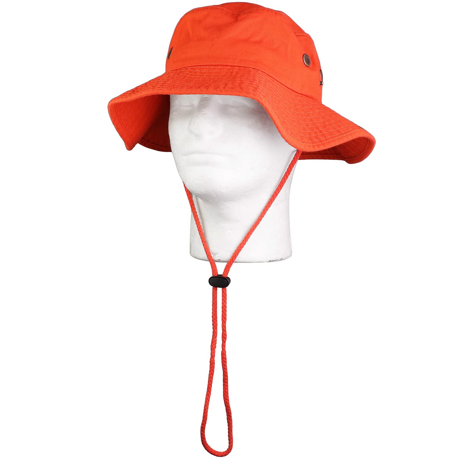 Sombrero de ala ancha para senderismo, pesca, safari, boonie, 100% algodón, protección solar UV para hombres y mujeres, actividades al aire libre, Naranja, Large/X-Large