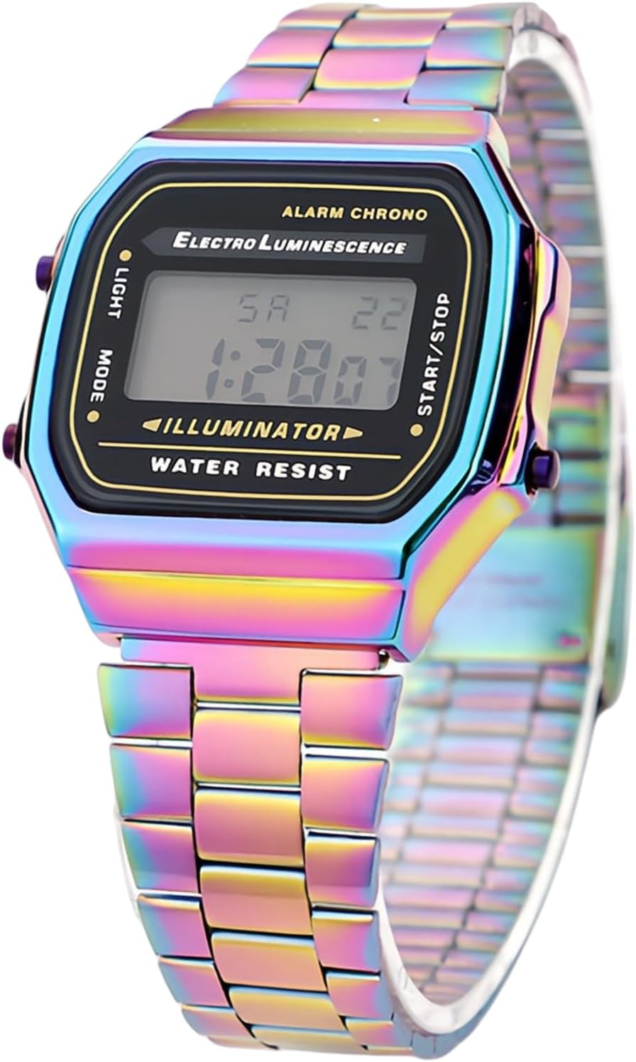 Gosasa Fashion Touch Screen Digital Watch for Men and Womens Stainless Steel Elegant Watches for Women 30M Waterproof Outdoor Sports Diamonds LED Wrist Watch