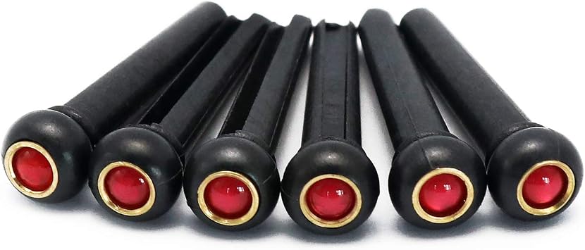 Acoustic Guitar Bridge Pins String Pegs End Pins with Abalone Dot | Plastic Steel Material, Guitar Parts Replacement, Pack of 6 Pieces