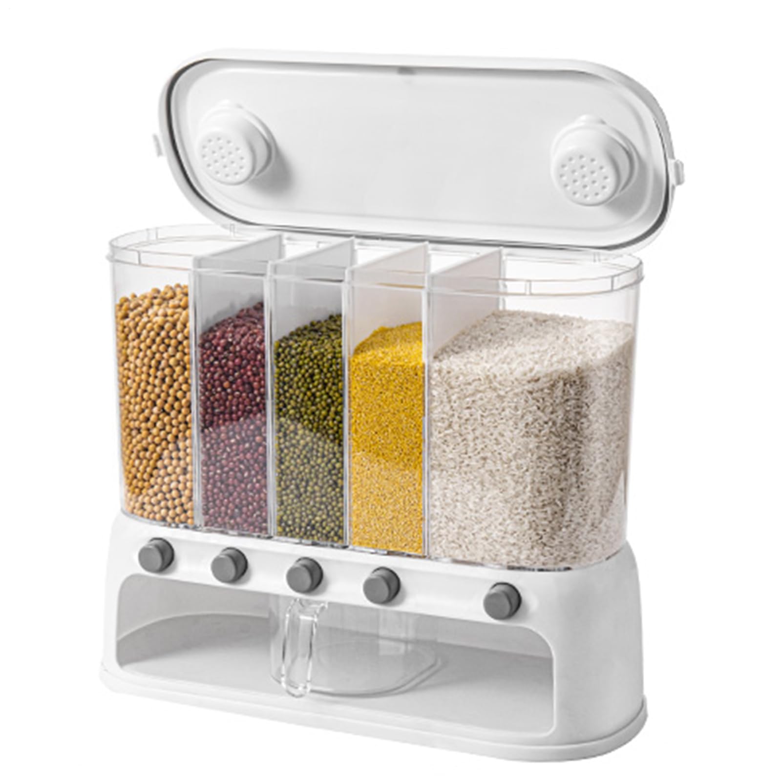 Contenedores Para Alimentos Secos - Alto De 2 Secciones, Contenedor Para | Cereales, Contenedor Hermético Para Cereales | Contenedores Para La Conservación De Alimentos Secos Con Partición Desmontable