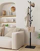 Vista 7 de Yawinhe Perchero de abrigos, soporte robusto de madera con 8 ganchos, 3 alturas ajustables para dormitorio, pasillo, entrada, oficina, 11.8 x 70.8