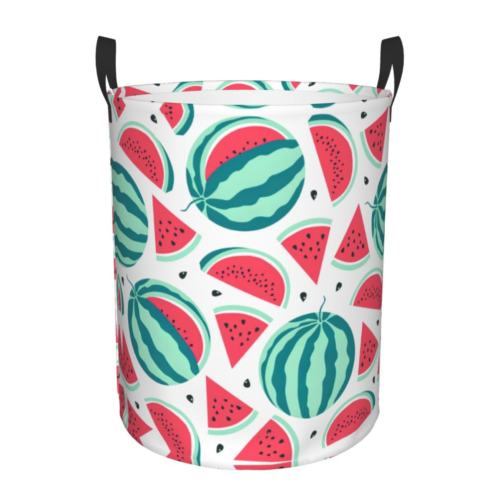 S Collapsible Round Fruits Watermelon Print Laundry Hamper