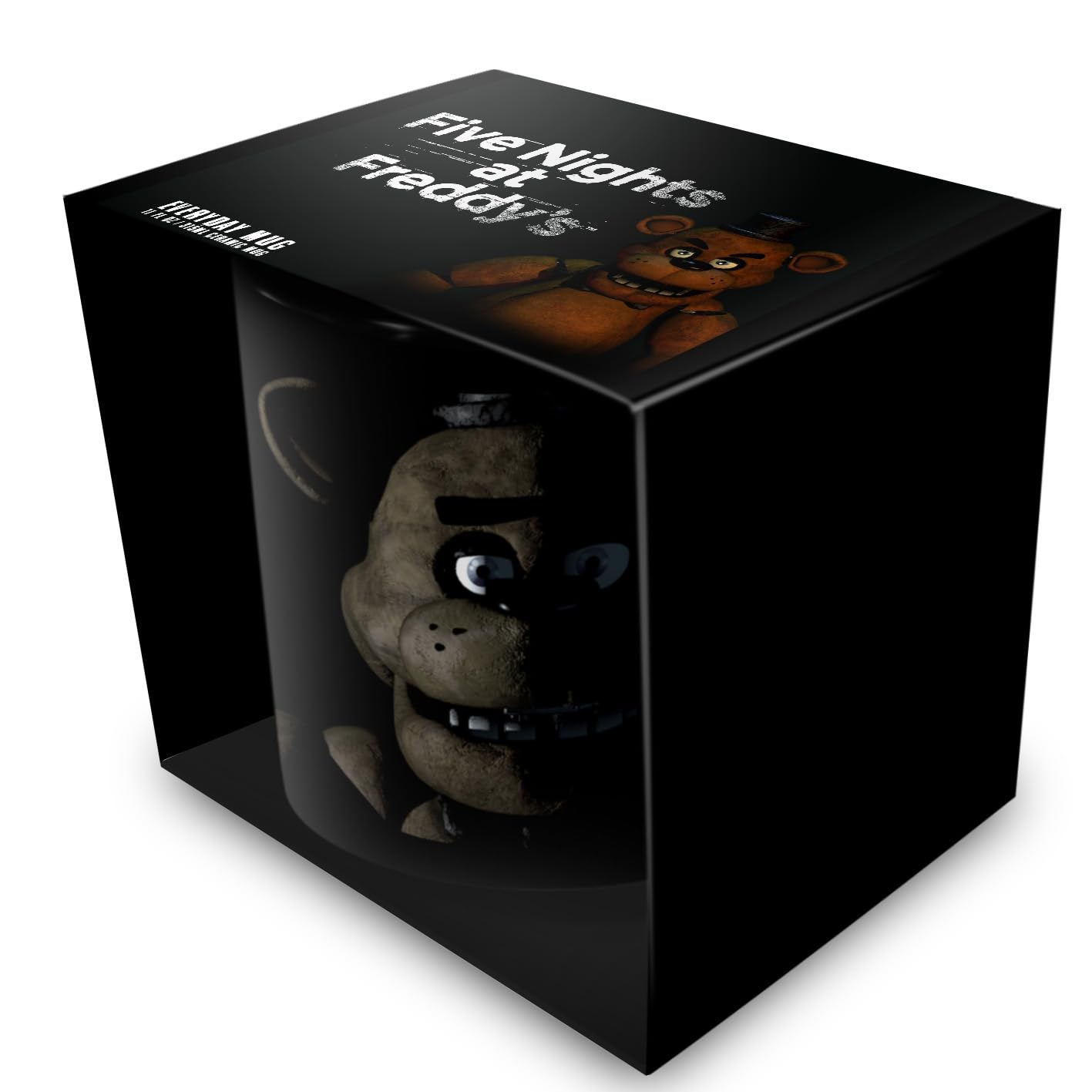 Five Nights At Freddy's (Freddy) Black Pod Mug 315ml, Official Licensed Black Ceramic Mug, Coffee Mug 315ml / 11Oz, Tea Cup Drinkware for Home Office Desk, Fan Gift