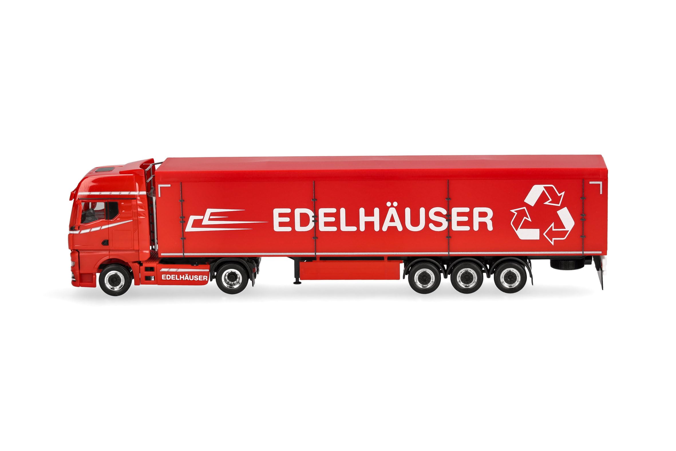 Herpa model ciężarówki MAN TGX GX naczepa z podłogą ruchomą „Edelhäuser”, miniatura w skali 1:87, model kolekcjonerski, Made in Germany, tworzywo sztuczne