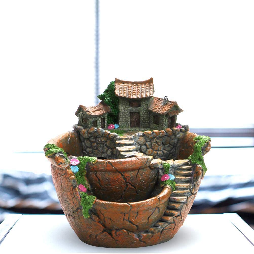 vaso per piante creativo, vaso per piante fai-da-te per piante grasse con graziosa casetta, mini giardino delle fate, fiori, vaso per piante per interni ed esterni, giardino, decorazione per