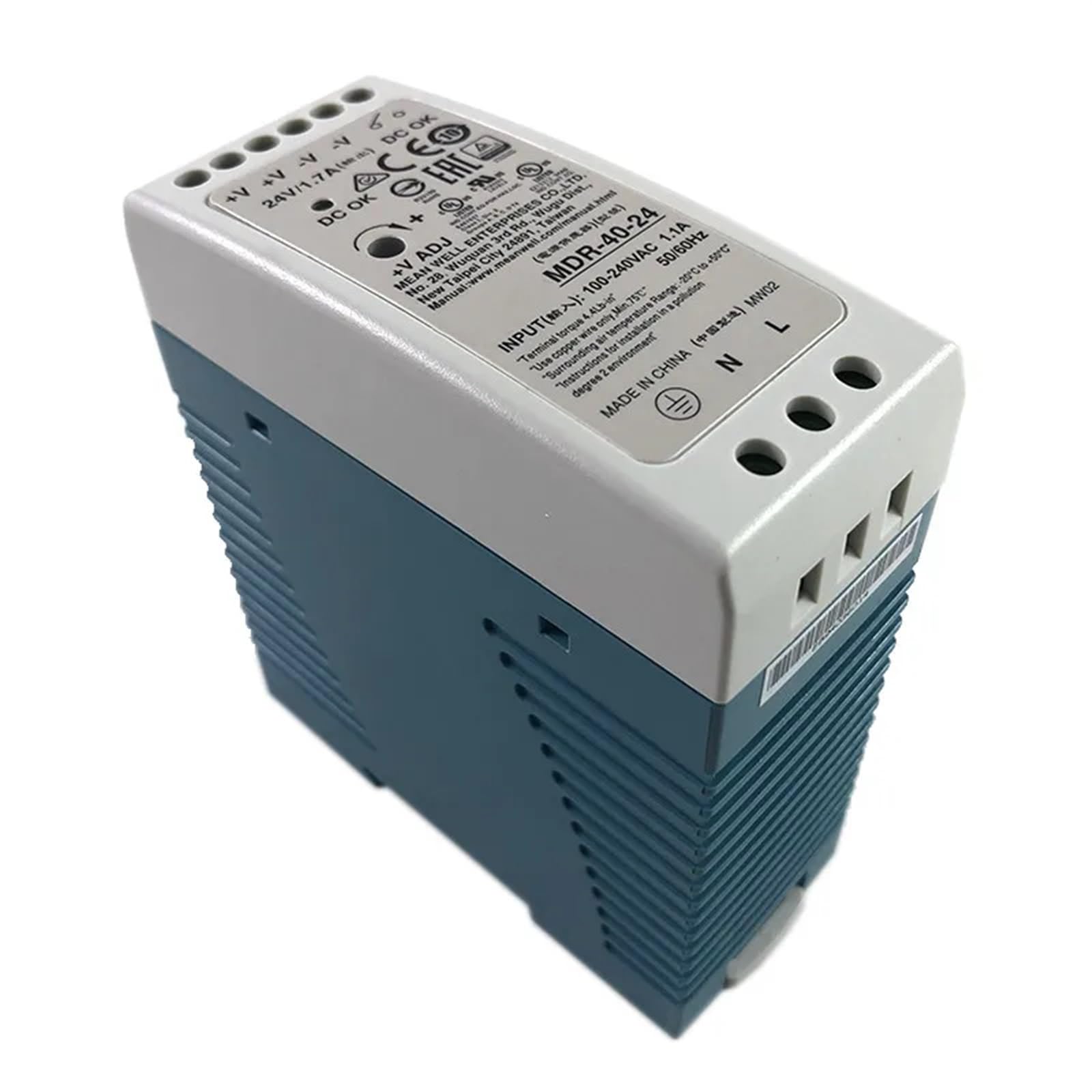 MDR-40 40W Einzelausgang 5V 12V 24VDC DIN-Schienen-Schaltnetzteil 85-264VAC/120-370VDC Eingang (Size : 5V)