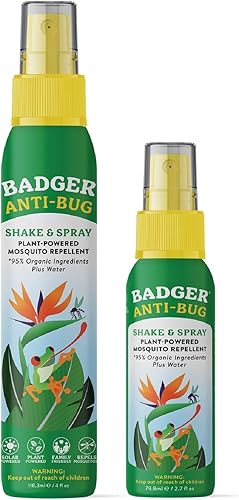 Badger Aerosol para insectos, repelente de mosquitos totalmente natural con aceites esenciales orgánicos, spray de citronela de gran olor, eficaz