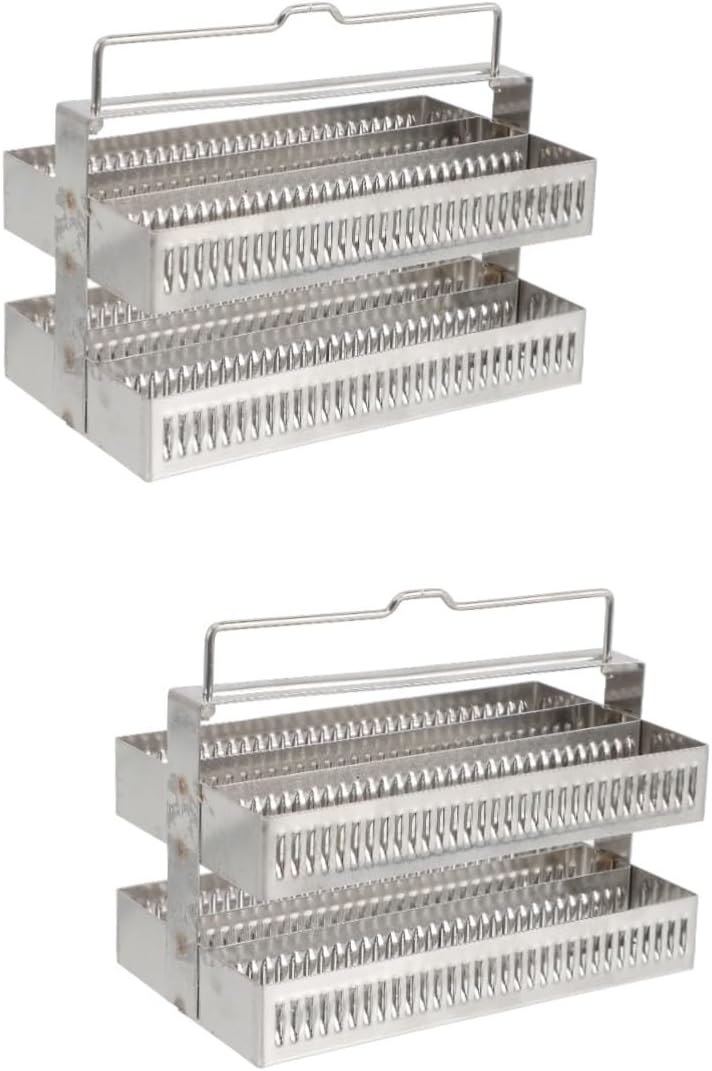 Veemoon 2pcs Stainless Steel Slide Microscope Rack for Efficient Storage and Organization Laboratories Lightweight and Portable Staining Holder for Clean Workspace