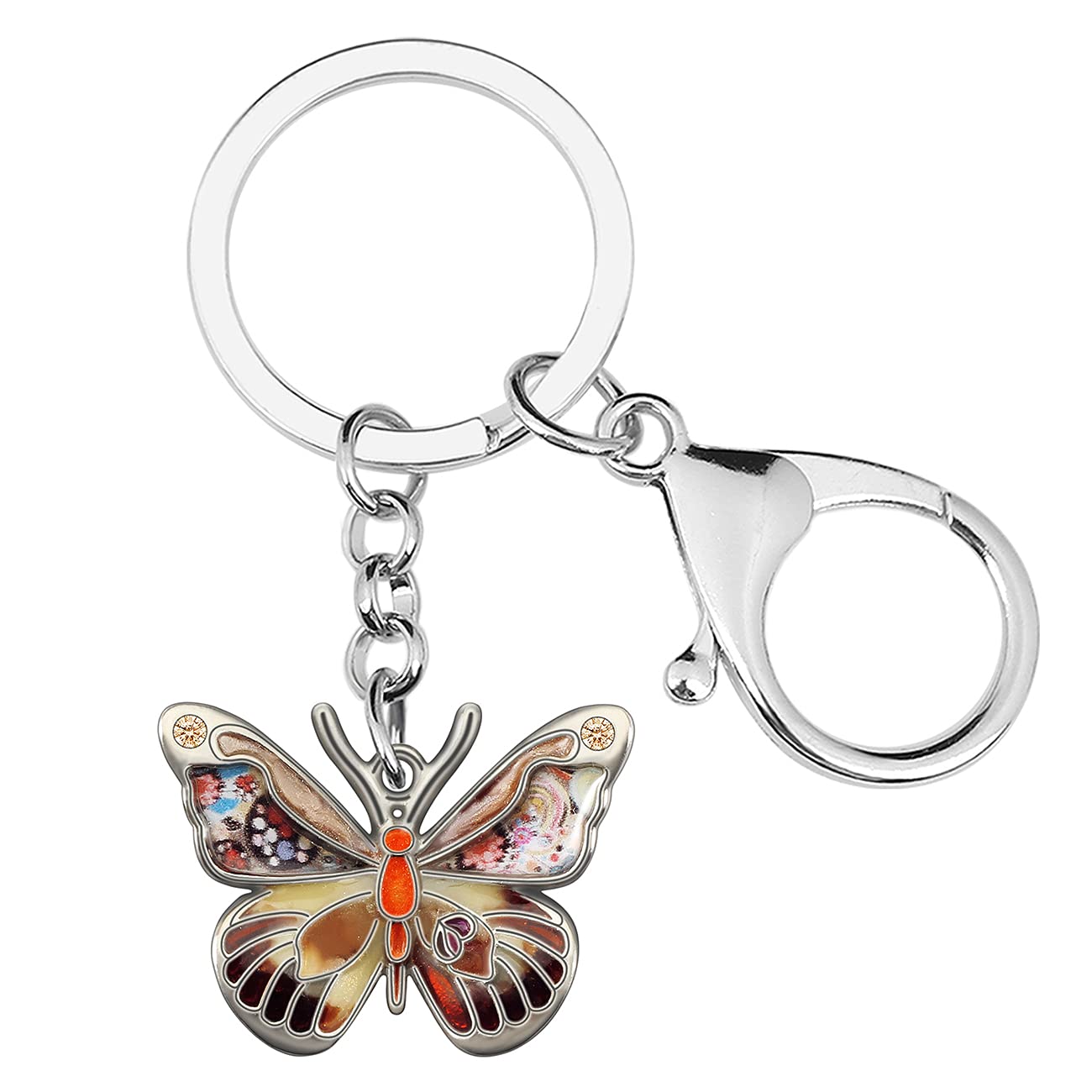 Enamel Alloy Flying Butterfly Keychain Insect Jewelry For Women Girls Bag Wallet Charm Gift