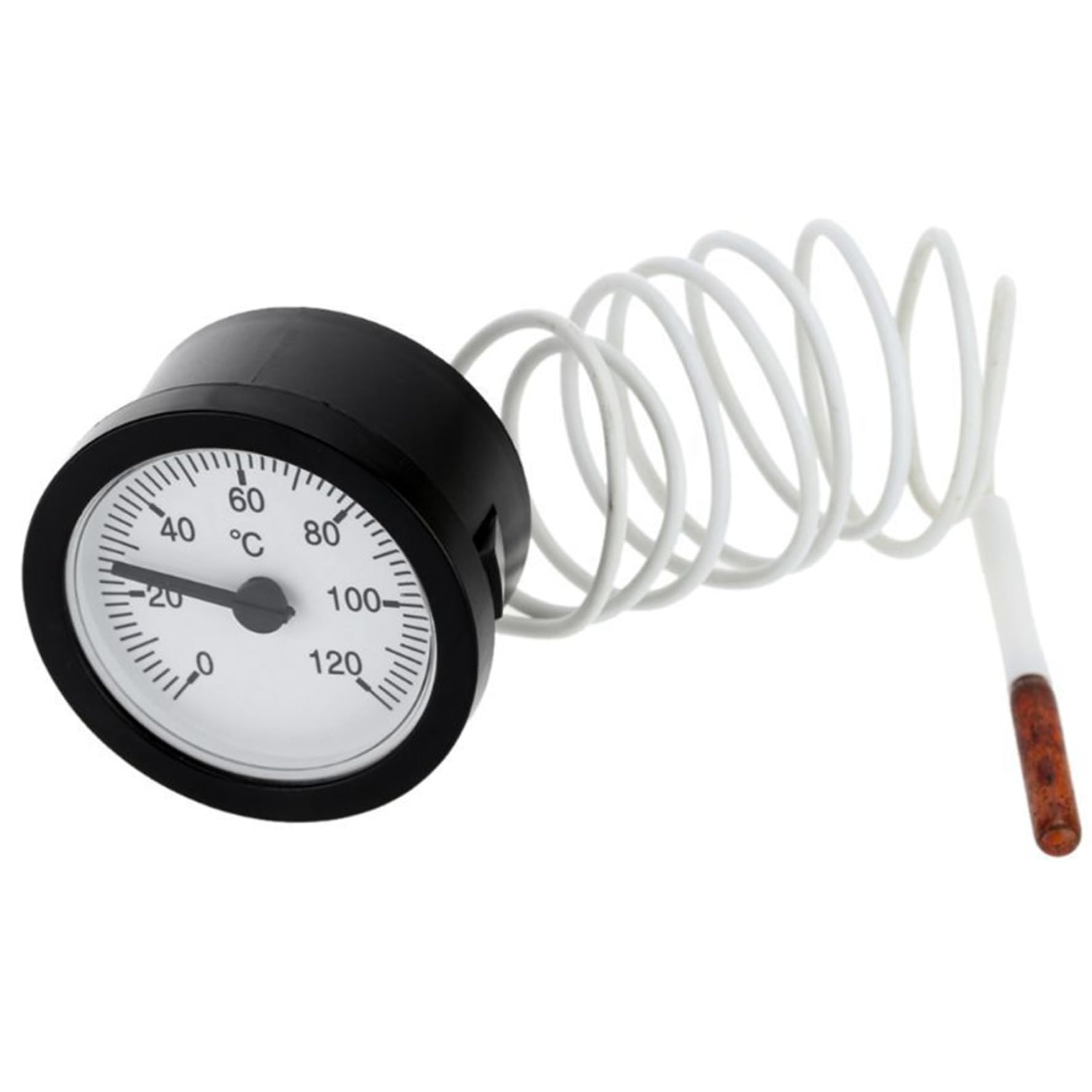 Thermometer, Axial Dial Thermometer with Capillary Tube, 0-120 °c Range Temp Gauge, Temperature Meter for Boil Water, Boiler Room, Experiment Tank Temp Gauge Temperature Meter