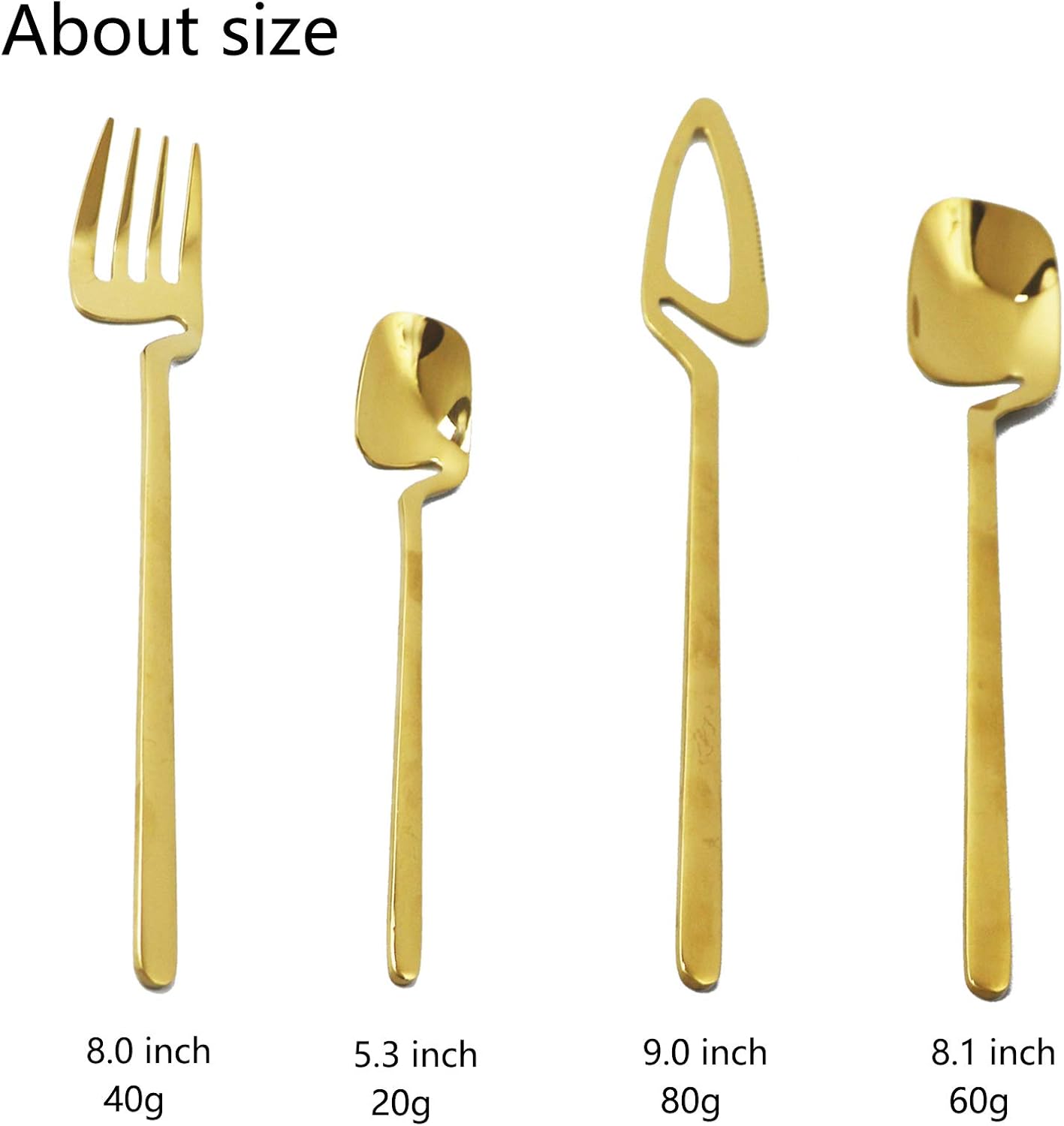 JASHII 304 Gold Silverware Set Stainless Steel Gold Flatware Gold Utensils Set Gold Cutlery Set 24-piece Modern BEST Birthday Wedding Gift (Shiny Gold)