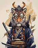 PIPISKY Sehr beliebte Malen-nach-Zahlen-Produkte,die Ihrem Leben mehr Farbe verleihen,Kung-Fu-Tiger-Kampfkunststil(40x50cm,Ohne Rahmen)