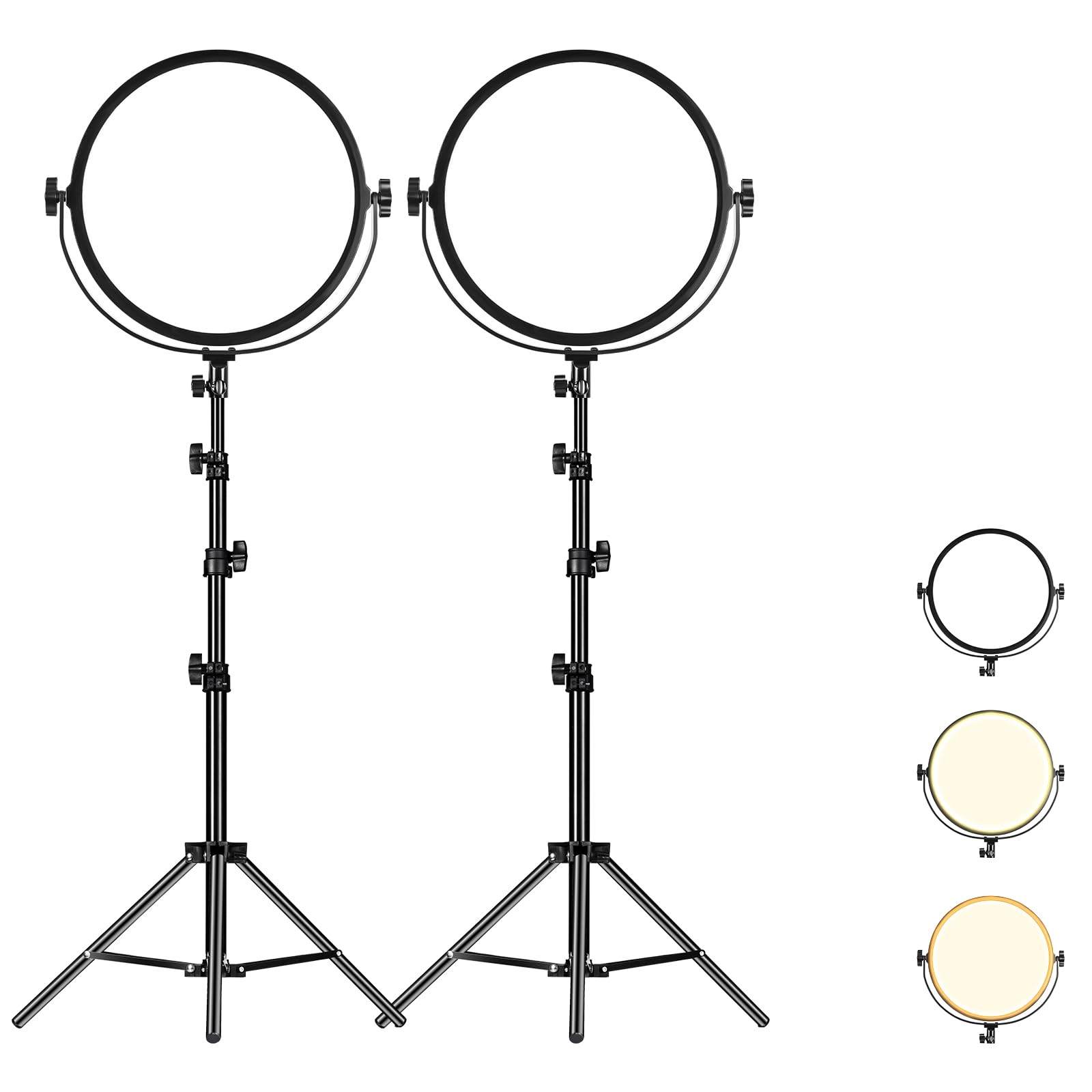 GVM 2-Pack Ring Light with Stand Tripod 14" LED Key Light CRI97+ 3200~5600K Dimmable 60W APP Control Ring Light for Desk, Studio Lighting for Video Recording/Conference/Photography/Makeup/Streaming