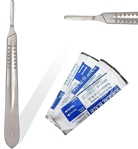 1 CUCHILLO ESCALPEL DE ACERO INOXIDABLE #4 CON 20 HOJAS ESTÉRILES #23 (PC)